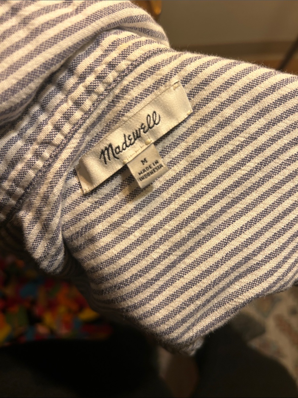 Madewell Dalton White and Navy Striped Button-Down Shirt